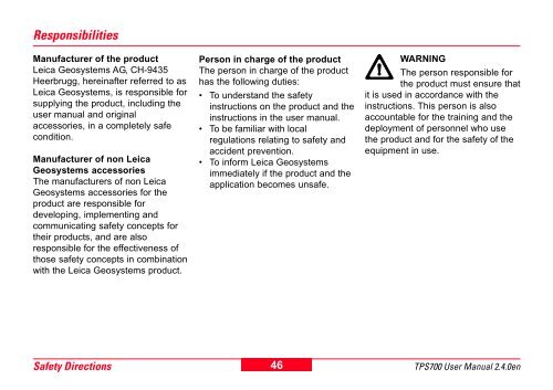 Leica TPS700 Series User Manual