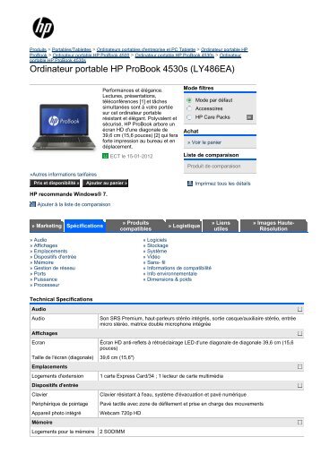 Ordinateur portable HP ProBook 4530s (LY486EA)