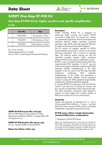 Data Sheet SCRIPT One-Step RT-PCR Kit - Jena Bioscience