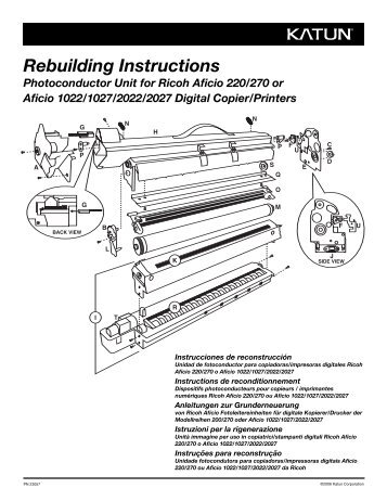 Rebuilding Instructions Photoconductor Unit for Ricoh Aficio ... - Katun