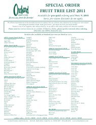 SPECIAL ORDER FRUIT TREE LIST 2011 - Orchard Nursery