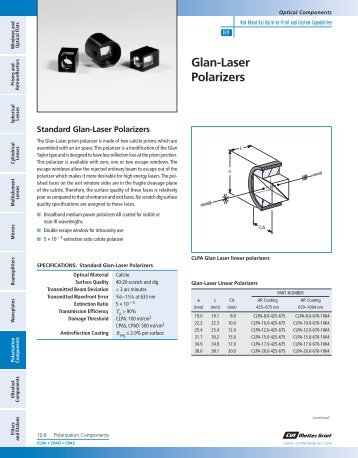 Standard Glan-Laser Polarizers - CVI Melles Griot