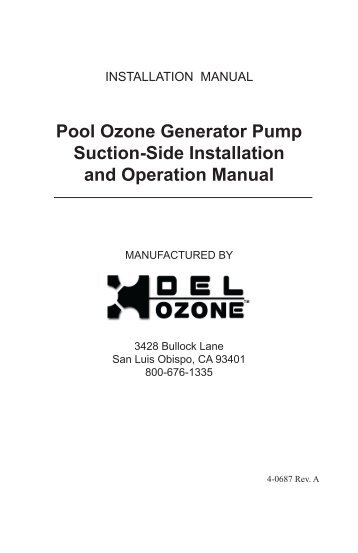 Pool Ozone Generator Pump Suction-Side Installation and ...