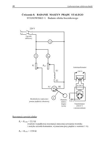 Ćwiczenie 8. BADANIE MASZYN PRĄDU STAŁEGO STANOWISKO ...