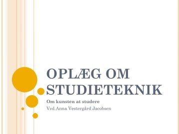 OplÃ¦g om studieteknik