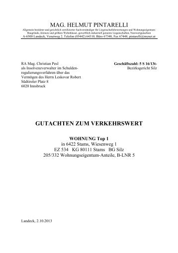 mag. helmut pintarelli gutachten zum verkehrswert - Nagele & Pesl