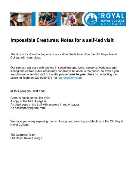 Impossible Creatures self-led trail pack - Old Royal Naval College