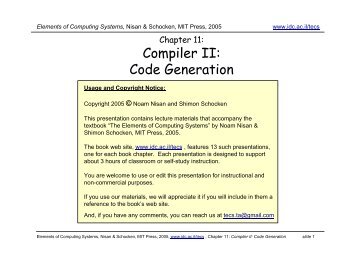 Compiler II: Code Generation
