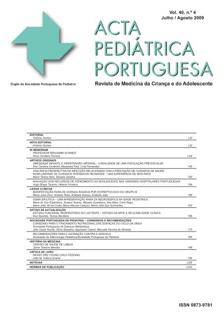 Acta Ped Vol 40 N 4:Acta Ped Vol 40 N 4 - Sociedade Portuguesa ...