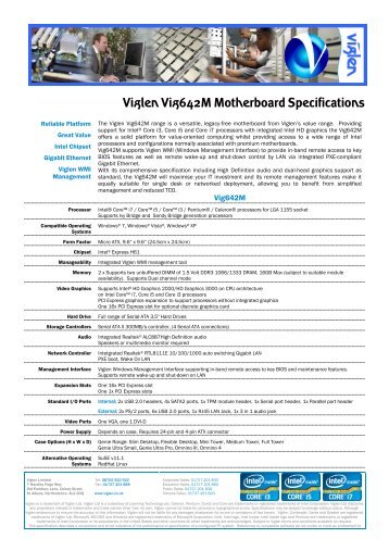 Viglen Vig642M Motherboard Specifications