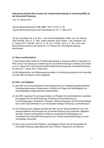 1 Satzung des Norbert Elias Centers fÃ¼r Transformationsdesign ...