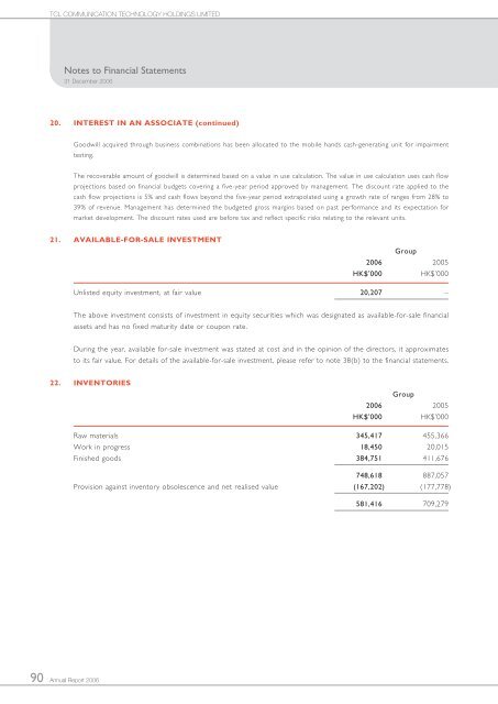 2006 - TCL Communication Technology Holdings Limited