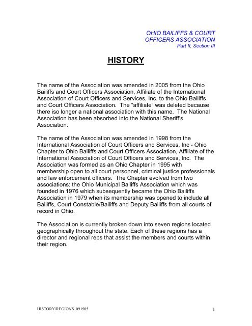 HISTORY - Ohio Bailiffs and Court Officers Association