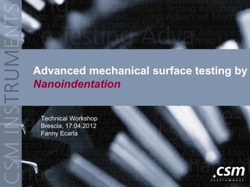 Instrumented Indentation - CSM Instruments