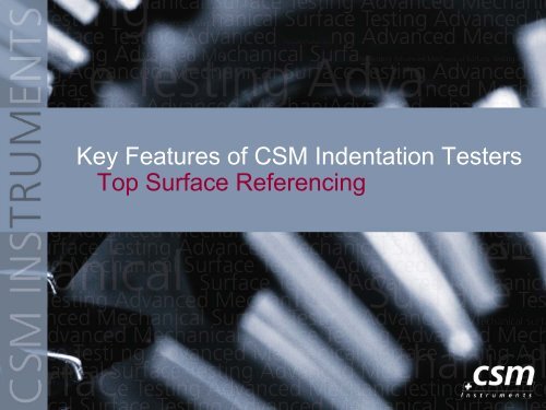 Instrumented Indentation - CSM Instruments