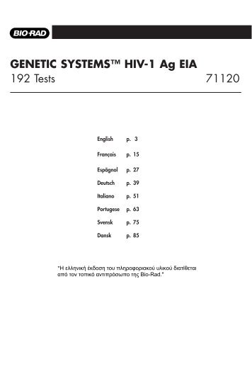 GENETIC SYSTEMS™ HIV-1 Ag EIA