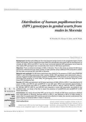 (HPV) genotypes in genital warts from males in Slovenia