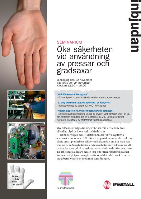 Ãka sÃ¤kerheten vid anvÃ¤ndning av pressar och ... - TeknikfÃ¶retagen