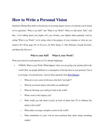 How to Write a Personal Vision