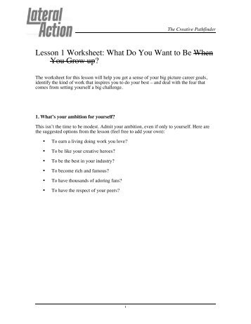 Lesson 1 Worksheet: What Do You Want to Be When You Grow up?