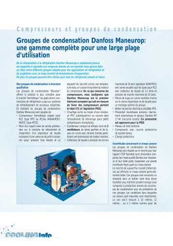 Groupes de condensation Danfoss Maneurop