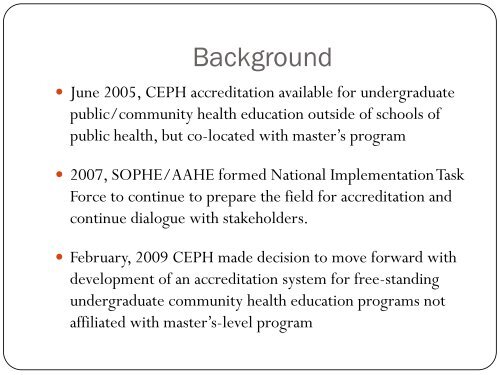 Presentation slides - Society for Public Health Education