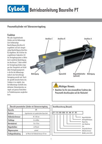 Betriebsanleitung Cylock PT - Cytec Zylindertechnik Gmbh