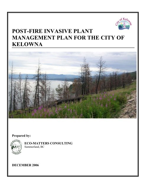 WEED MANAGEMENT PLAN - City of Kelowna