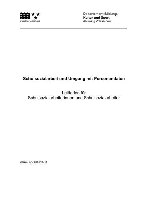 Schulsozialarbeit und Umgang mit Personendaten Leitfaden fÃ¼r ...