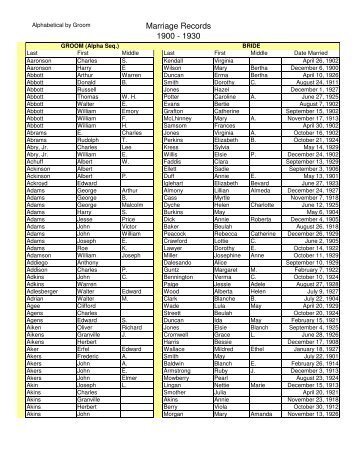Marriage Certificates 1900 - 1930  ABC Order G