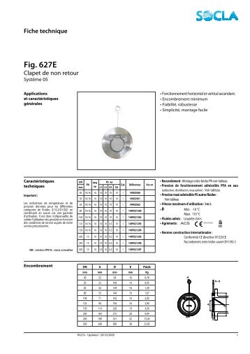 Fiche technique Fig. 627E - SOCLA