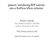 pmacct: introducing BGP natively into a NetFlow/sFlow collector