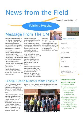 News From The Field - Sydney South West Area Health Service