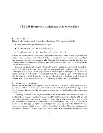 CSE 548 Homework Assignment 5 Solutions/Hints