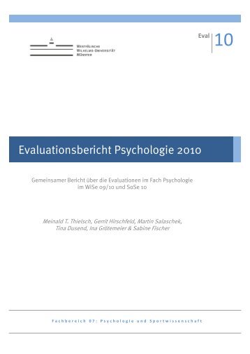Evaluationsbericht Psychologie 2010 - WWU Münster - Psychologie ...