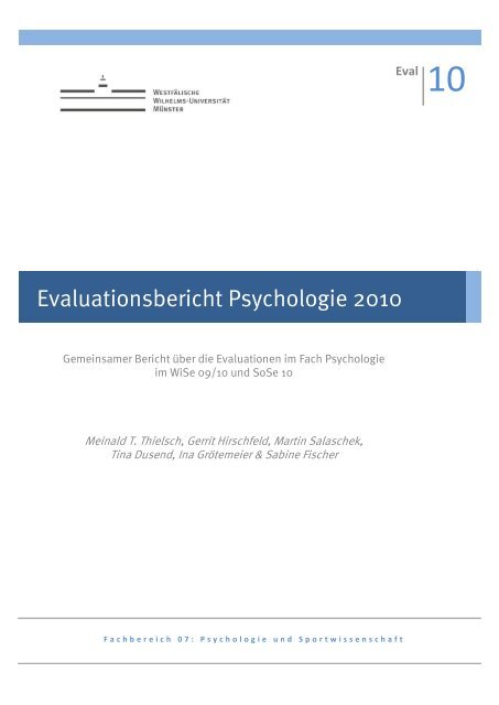 Evaluationsbericht Psychologie 2010 - WWU Münster - Psychologie ...