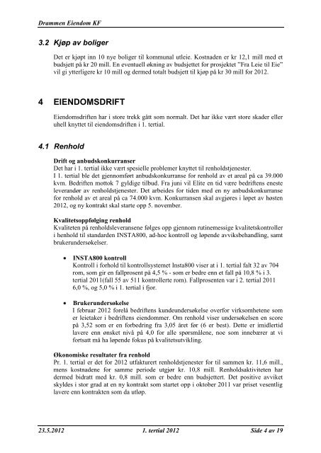 Les 1. tertialrapport 2012 som pdf. - Drammen kommune