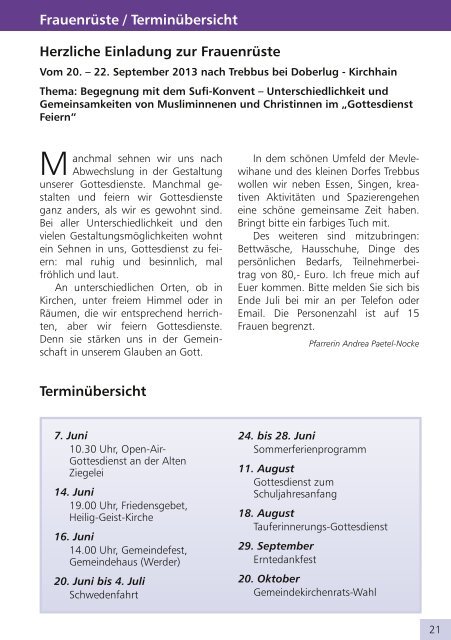 Ausgabe 86 Juni - Juli 2013 - Heilig-Geist-Kirchengemeinde Werder