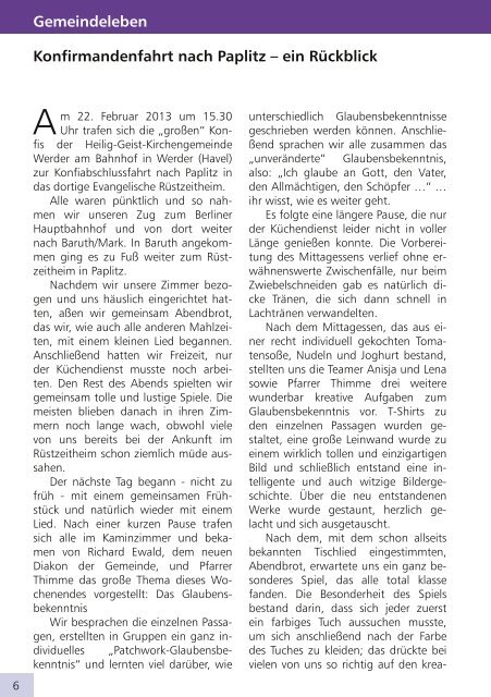 Ausgabe 86 Juni - Juli 2013 - Heilig-Geist-Kirchengemeinde Werder