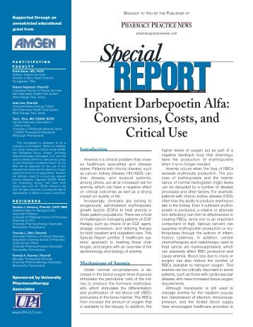 Inpatient Darbepoetin Alfa: Conversions, Costs, and Critical Use