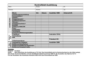 Kontrollblatt Ausbildung