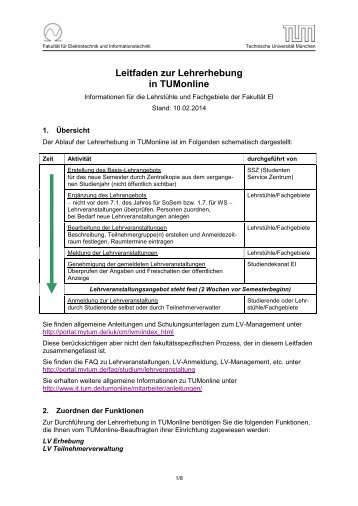 Leitfaden zur Lehrerhebung mit TUMonline - Fakultät für ...