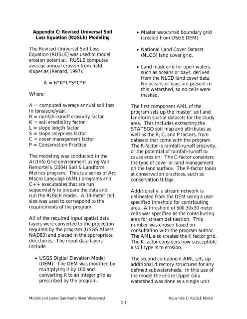 Appendix C: Revised Universal Soil Loss Equation (RUSLE ...