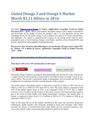 Global Omega 3 and Omega 6 Market Worth $3.21 Billion in 2016 