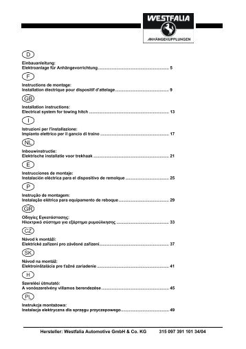 Westfalia Automotive GmbH & Co. KG 315 097 391 101 34/04
