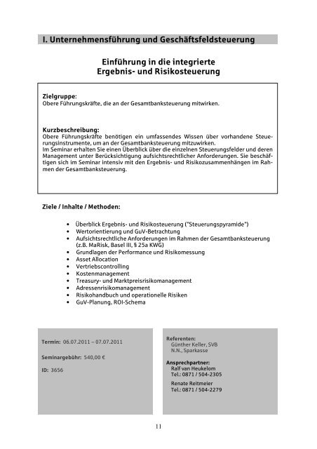 II. Ertrags- und Risikosteuerung - Sparkassenakademie Bayern