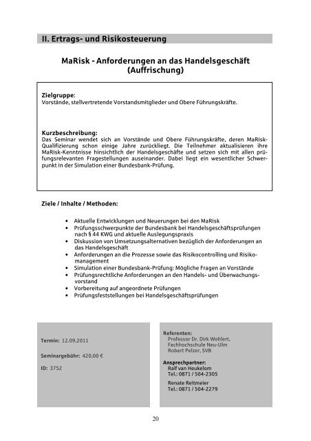 II. Ertrags- und Risikosteuerung - Sparkassenakademie Bayern