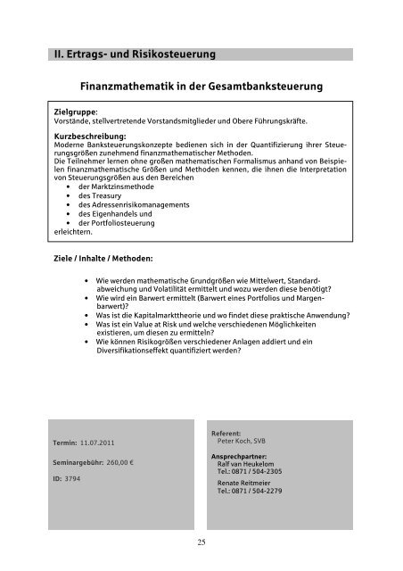 II. Ertrags- und Risikosteuerung - Sparkassenakademie Bayern