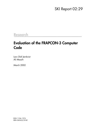 Research Evaluation of the FRAPCON-3 Computer Code
