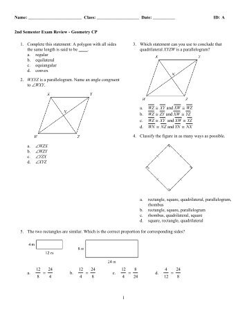 ExamView - 2nd semester exam review - Geometry CP.tst